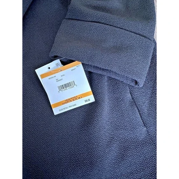 Kasper Women's Crosshatch Shawl-Collar Open-Front Jacket Work Blazer Black PS - Picture 6 of 7